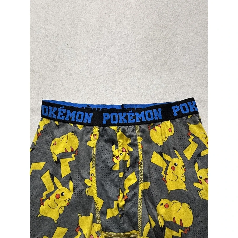 Pokemon Boxer Briefs Boys 4 Gray Pikachu Print Underwear Breathable Stretch